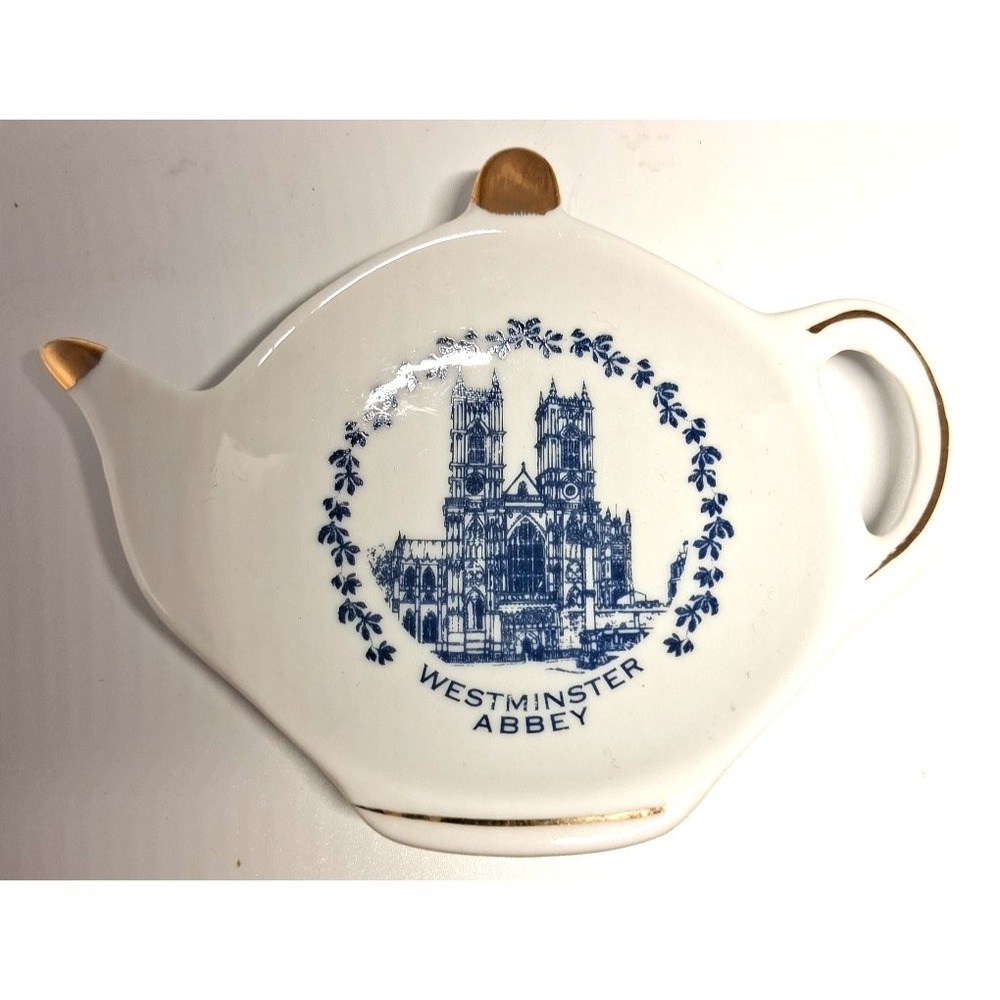 Westminster Abbey Souvenir Teabag Holder Plate Teapot Shape